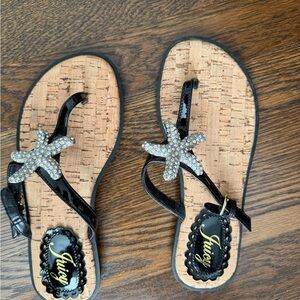 Juicy Couture Black Sandals with Starfish Accent